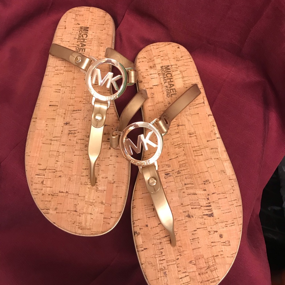Michael Kors- MK Dark Gold Jet Set Jelly Flip-Flop